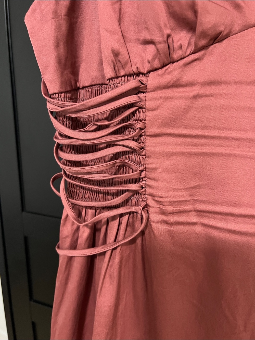 Astr Strappy Ruched Midi Dress in Dusty Rose - Picture 4 of 4
